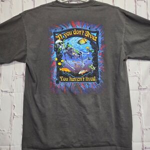 Vintage 2008 Amphibious Outfitters Scuba Diving Skeleton T-Shirt Mens XL Gray